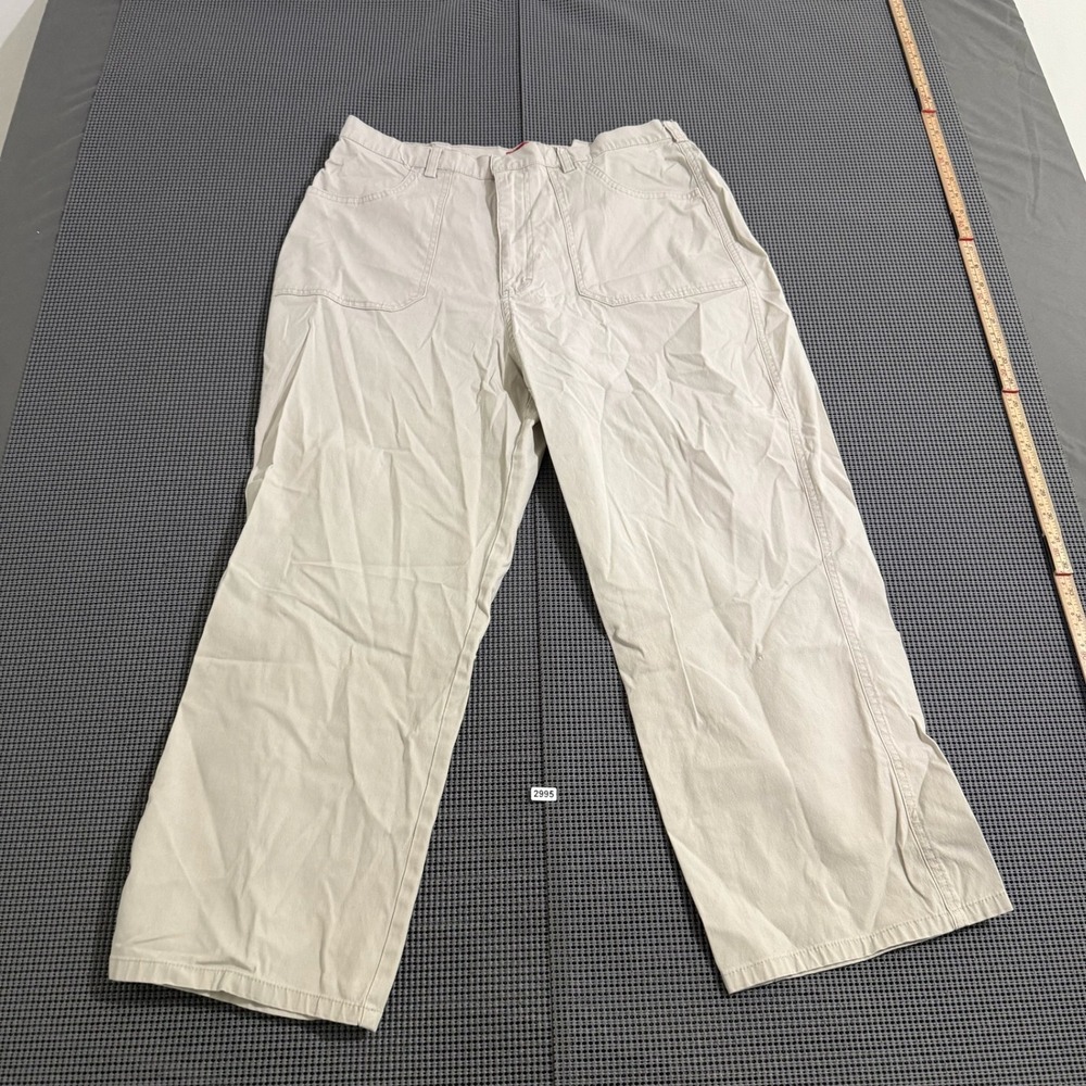 Gloria Vanderbilt Womens Khaki Wide Leg Stretch Cotton Pants Size 12